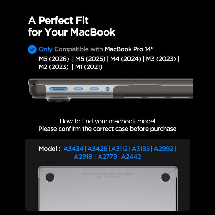 Spigen AirSkin Case for MacBook Pro 14" 2021 / 2023 / 2024 / 2025 / 2026 - Semi-Transparent