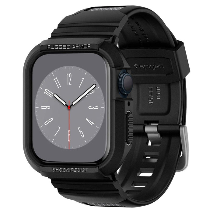 Spigen Rugged Armor Pro Case with Strap for Apple Watch 4 / 5 / 6 / 7 / 8 / SE (44/45 mm) - Black