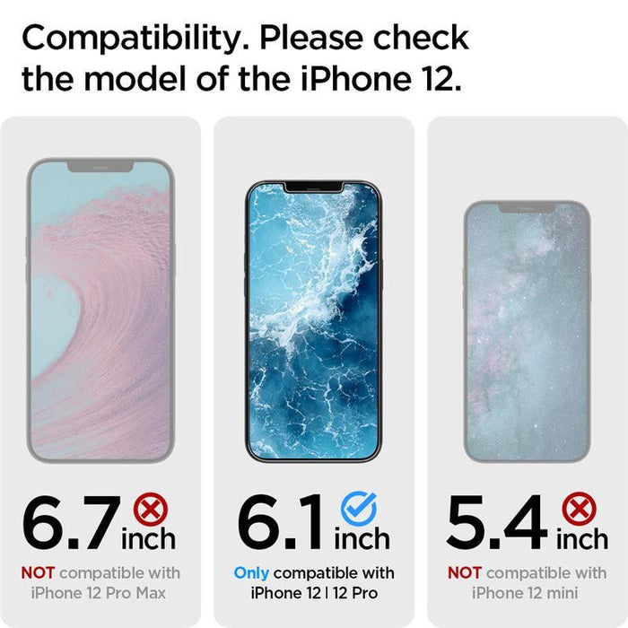 Spigen Glas.tR EZ Fit Tempered Glass for iPhone 12 / iPhone 12 Pro - 2 pcs.