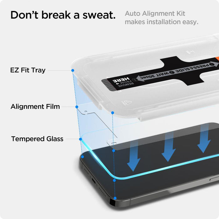 Spigen Glas.tR EZ Fit Tempered Glass for iPhone 13 / 13 Pro / 14 / 16e / 17e - 2 pcs.