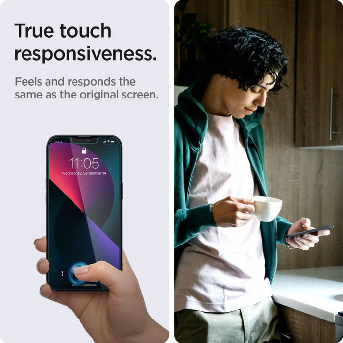 Spigen Glas.tR EZ Fit Tempered Glass for iPhone 13 / 13 Pro / 14 / 16e / 17e - 2 pcs.