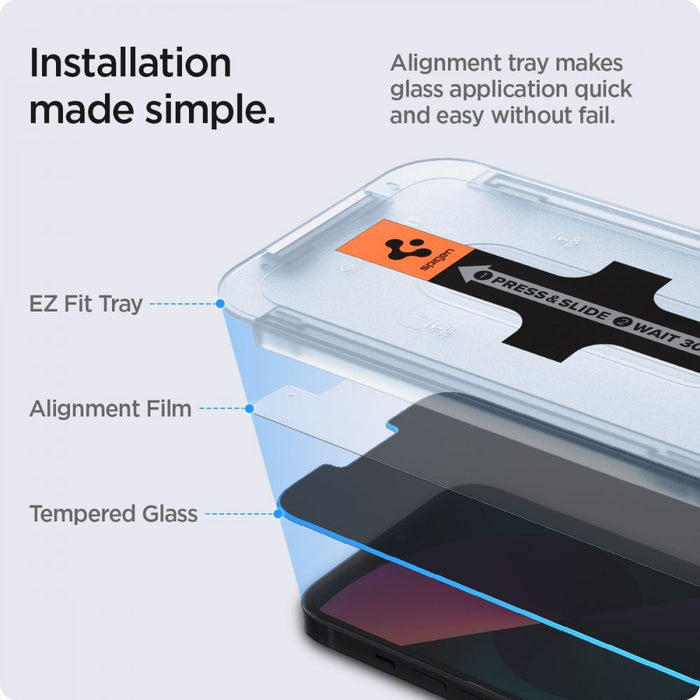 Spigen Glas.tR EZ Fit Privacy Tempered Glass for iPhone 13 Pro Max - 2 pcs.