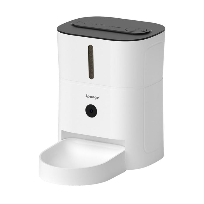 Cat Feeder Sponge White Black Plastic