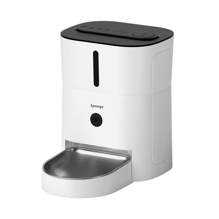 Cat Feeder Sponge White Black Plastic