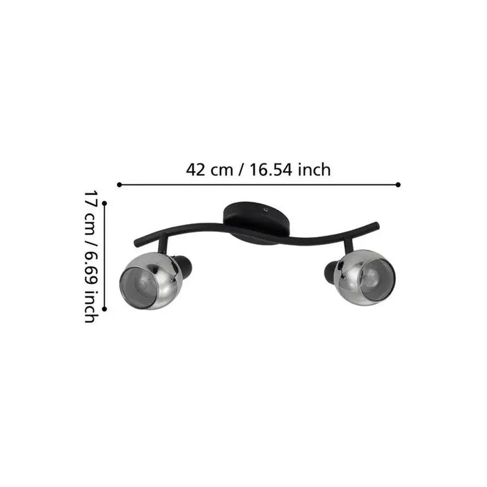 SPOT 2XE14 BLACK EGLO POLLICA - Спотове<<<Вътрешно осветление<<<Мебели и интериор<<<Praktiker&&&Спотове<<<Вътрешно