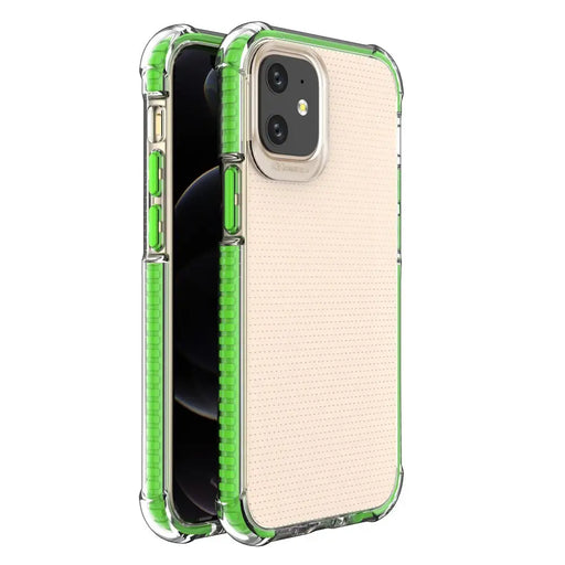 Spring Armor clear TPU gel rugged protective cover with colorful frame for iPhone 12 mini green - Cell phone cases
