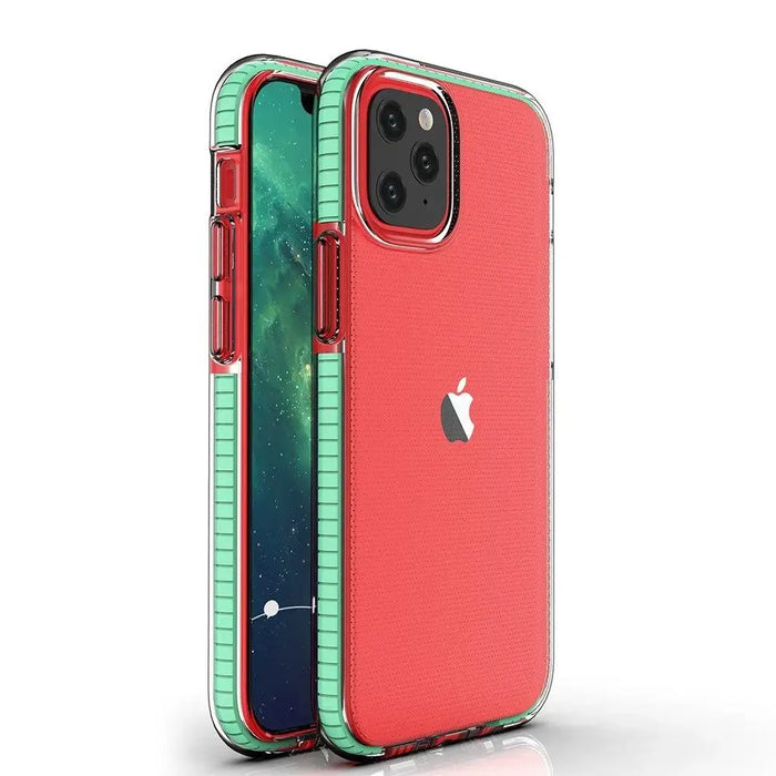 Spring Case clear TPU gel protective cover with colorful frame for iPhone 13 mini mint - Cell phone cases