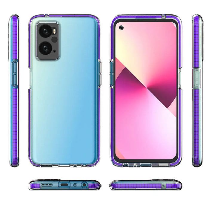 Spring Case Cover for Realme 9i Oppo A36 / A76 / A96 Silicone Cover with Frame Light Blue - Cell phone cases