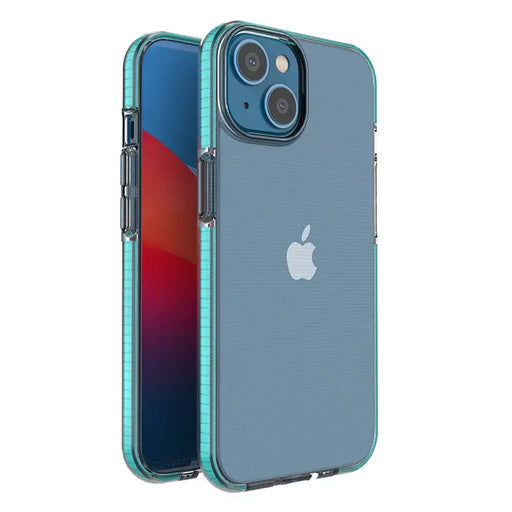 Spring Case case for iPhone 14 silicone case with a frame light blue - Cell phone cases and covers<<<HurtelXML