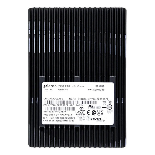 SSD Micron 7450 PRO 3.84TB U.3 (15mm) NVMe PCI 4.0 MTFDKCC3T8TFR-1BC1ZABYYR (DWPD 1) - Enterprise SSDs