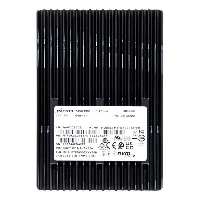 SSD Micron 7450 PRO 3.84TB U.3 (15mm) NVMe PCI 4.0 MTFDKCC3T8TFR-1BC1ZABYYR (DWPD 1) - Enterprise SSDs