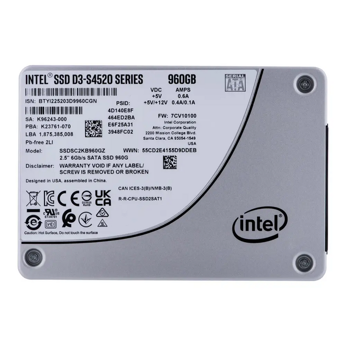 SSD Solidigm (Intel) S4520 960GB SATA 2.5’’ SSDSC2KB960GZ01 (DWPD up to 3) - Enterprise SSDs