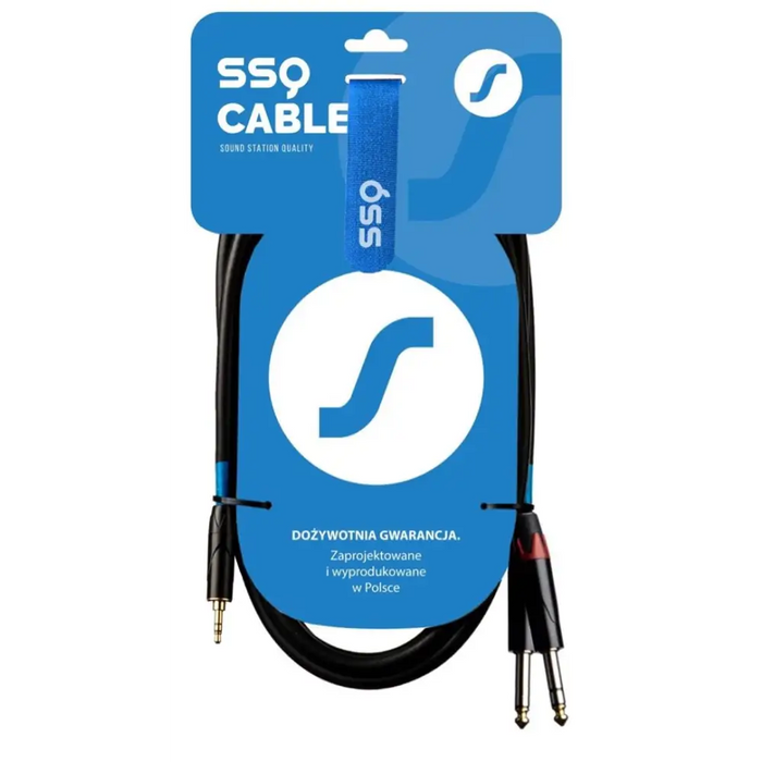 SSQ MIJM1 SS-1813 Cable Jack Stereo 3,5 mm - 2x Jack Mono 6,3 mm 1 m Black - WiresNGL-KAB<<<Sound systemNGL<<<ActionPL