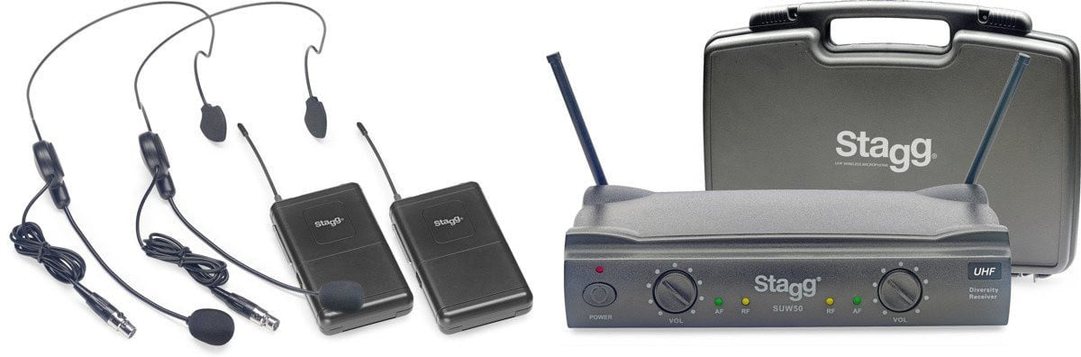 Stagg SUW 50 HH FH EU UHF true diversity wireless headset system with 2 channels Black