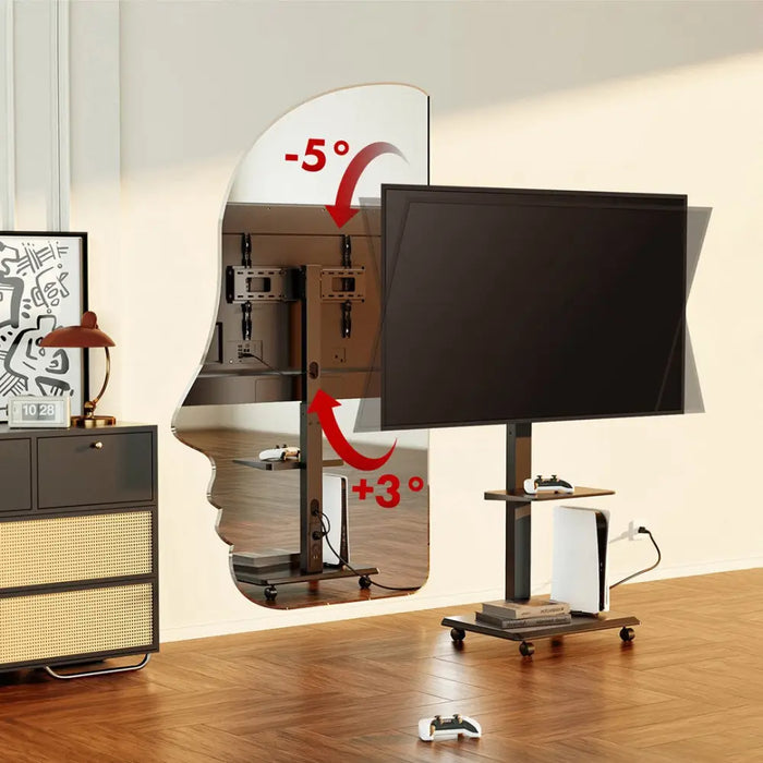Stand / cart for TV Ergo-Office max. load 50kg / 5kg shelf max. VESA 600x400 built-in power strip black ER-304 B