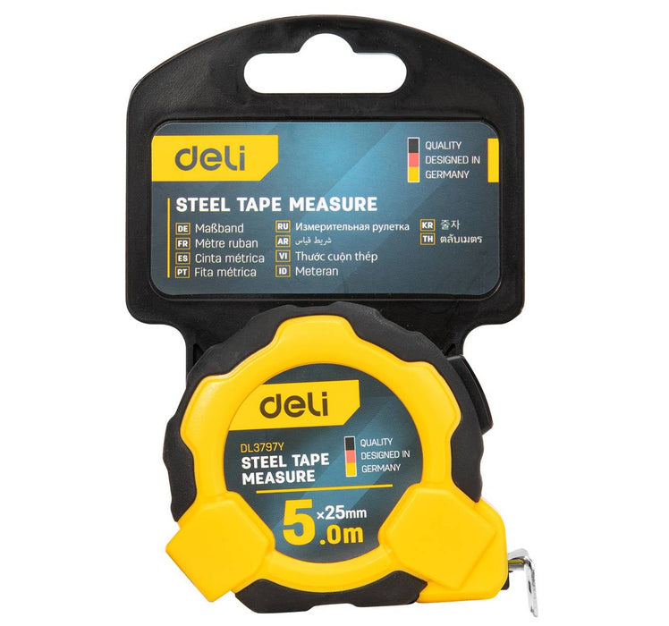 Steel Measuring Tape 5m/25mm Deli Tools EDL3797Y(yellow) - Measuring tools<<<Tools<<<InnproXML