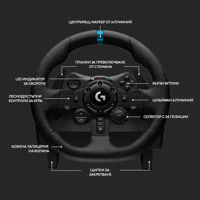 Steering wheel Logitech G923 941-000149 - Геймърски джойстици<<<Гейминг аксесоари<<<ТВ Аудио Gaming<<<ZoraSite