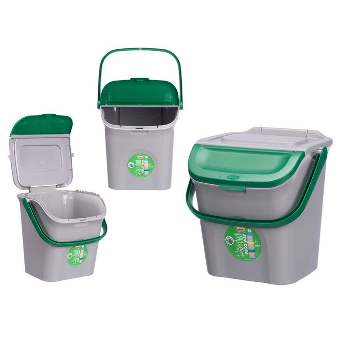 Waste bin Stefanplast ECOWAY Green Grey polypropylene 28 L Stackable (6 Units)