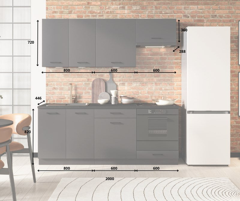 Cosmo Design ANIKA graphite/graphite 2.0 kitchen furniture set