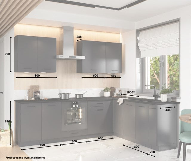 Cosmo Design ANIKA graphite/graphite 2.0/2.6 kitchen furniture set