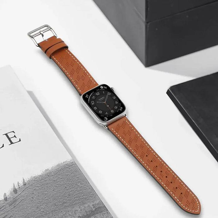 Strap Leather leather strap Apple Watch SE 9 8 7 6 5 4 3 2 1 (41 40 38 mm) band bracelet brown - Cell phone cases