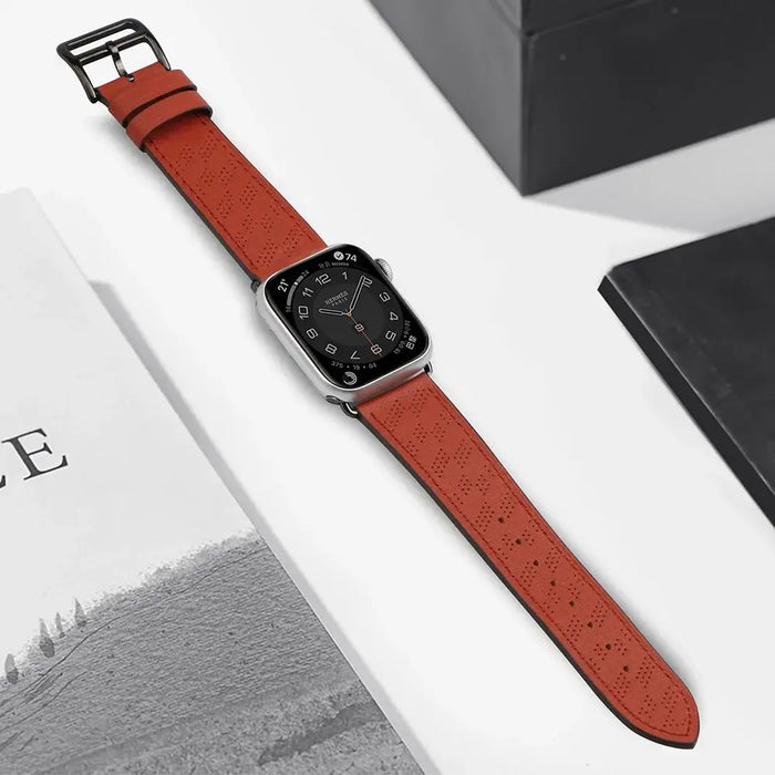 Strap Leather for Apple Watch 38 / 40 / 41 mm band bracelet - red - Smartwatch straps and cases<<<HurtelXML