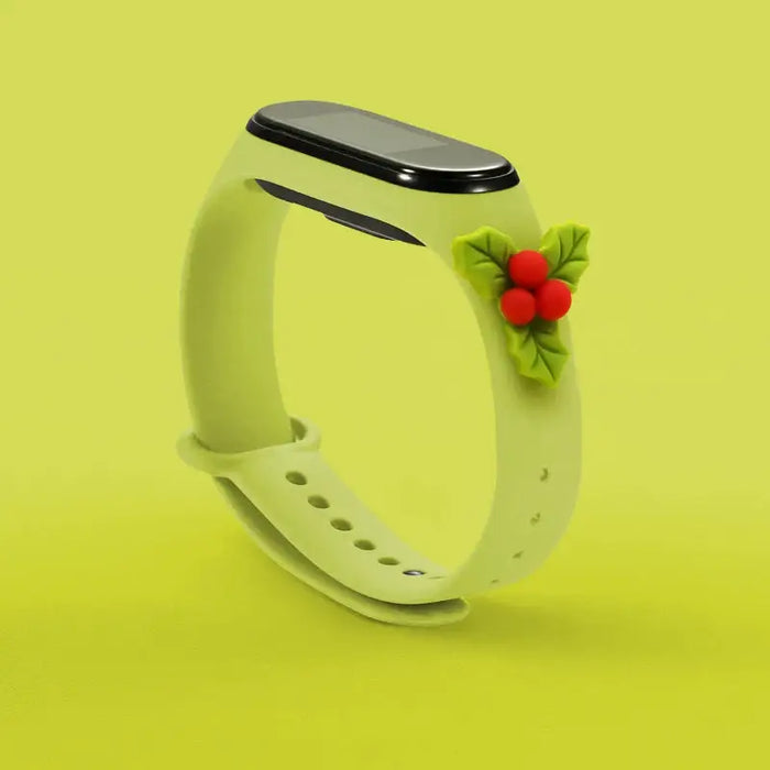 Strap Xmas for Xiaomi Mi Band 3 / 4 Christmas Silicone Strap Bracelet with Holly - Green - Smartwatch straps