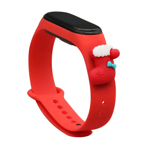 Strap Xmas for Xiaomi Mi Band 3 / 4 Christmas Silicone Strap Bracelet with Sock - Red - Smartwatch straps