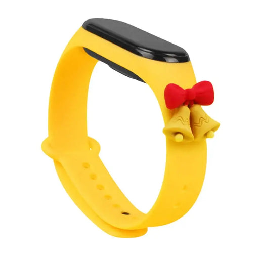 Strap Xmas for Xiaomi Mi Band 3 / 4 Christmas Silicone Bracelet Strap with Bells - Yellow - Smartwatch straps