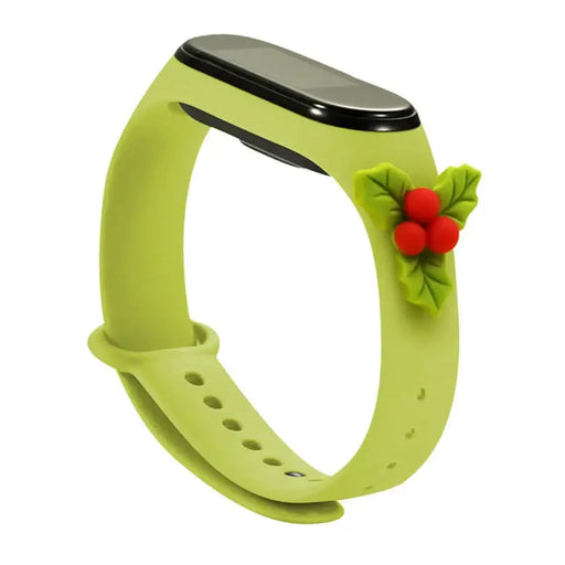 Strap Xmas for Xiaomi Mi Band 3 / 4 Christmas Silicone Strap Bracelet with Holly - Green - Smartwatch straps