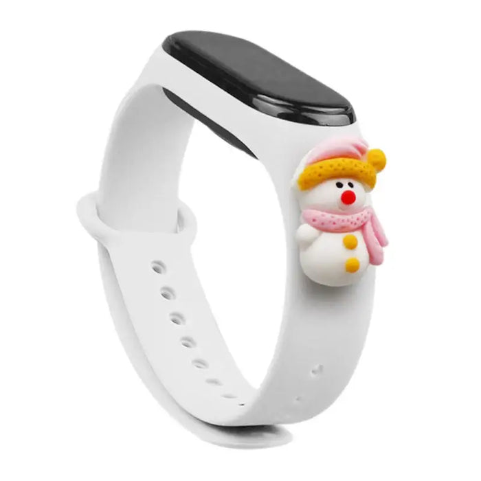 Strap Xmas for Xiaomi Mi Band 3 / 4 Christmas Silicone Strap Bracelet with Snowman - White - Smartwatch straps