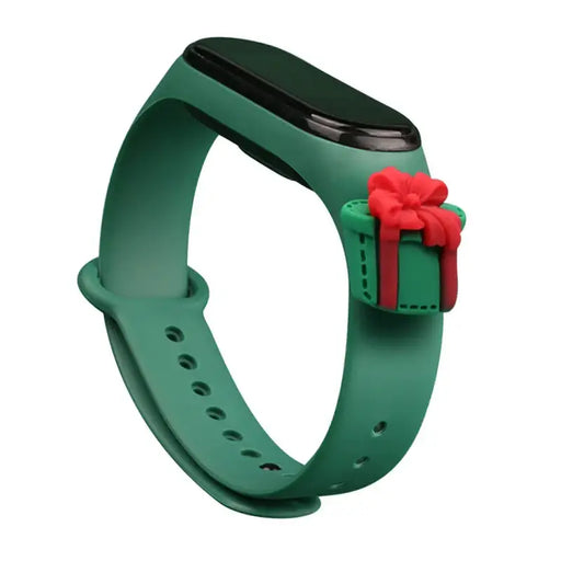 Strap Xmas for Xiaomi Mi Band 3 / 4 Christmas Silicone Strap Bracelet with Gift - Dark Green - Smartwatch straps