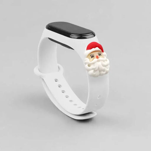 Strap Xmas for Xiaomi Mi Band 3 / 4 Christmas Silicone Bracelet Strap with Santa Claus - White - Smartwatch straps
