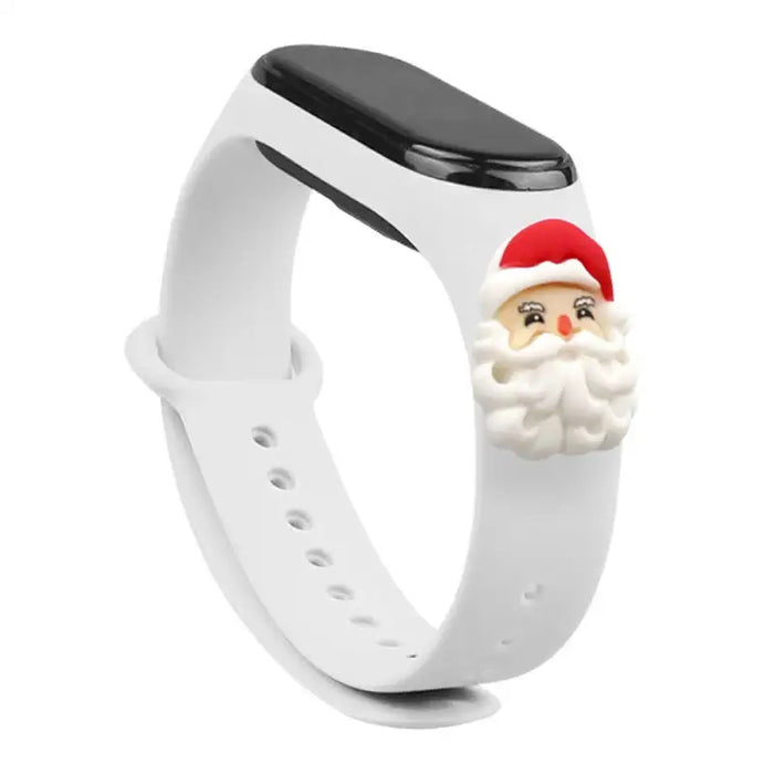 Strap Xmas for Xiaomi Mi Band 3 / 4 Christmas Silicone Bracelet Strap with Santa Claus - White - Smartwatch straps