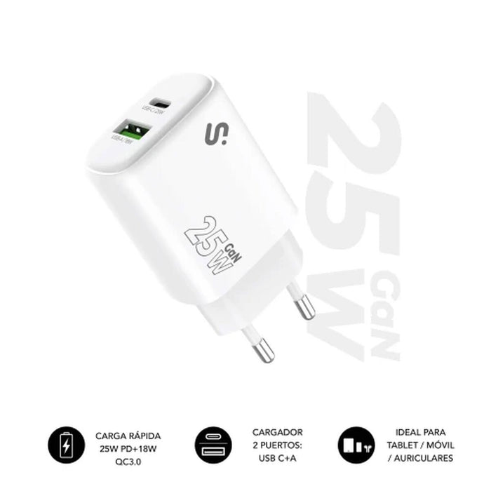Wall Charger Subblim SUBCHG-6G2510 White 25 W