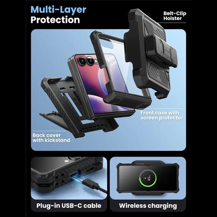 Supcase IBLSN Armorbox Case for Samsung Galaxy Z Flip 7 - Black - Cell phone cases and covers<<<HurtelXML