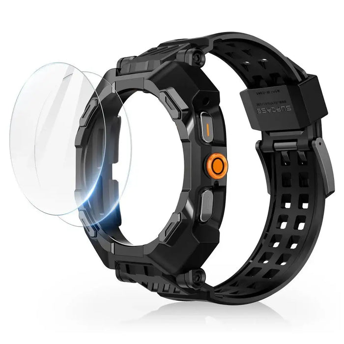Supcase Unicorn Beetle Pro & Tempered Glass 2-PACK Case for Samsung Galaxy Watch Ultra (47MM) - Black - Cell phone