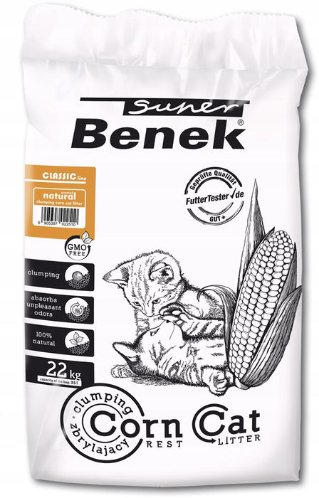 SUPER BENEK Corn Classic Corn cat litter Natural, Clumping 35 l