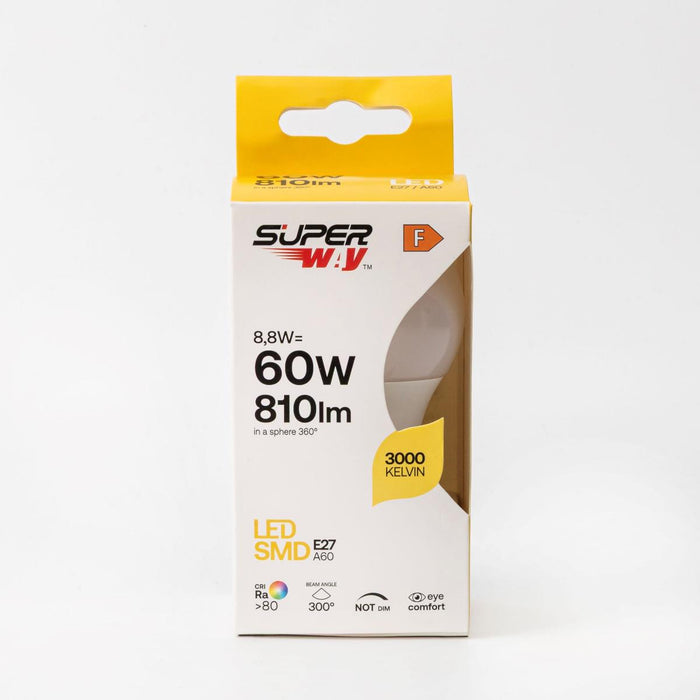 LED LAMP E27 A60 8.8W 810LM 3000K SUPER