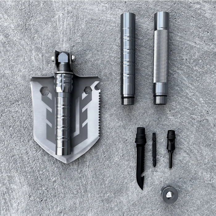 Survival shovel 10-in-1 folding shovel with knife screwdriver glass breaker - Others<<<HurtelXML