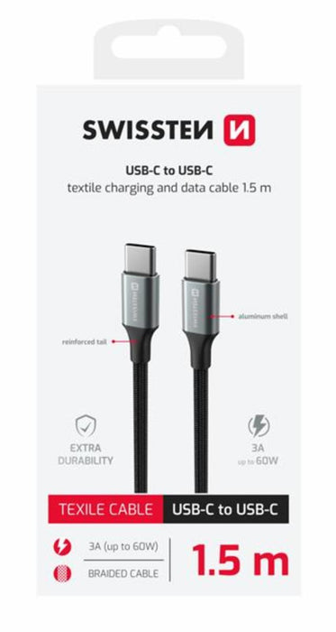 USB-C PHONE CABLE 1.5M BLACK SWISST