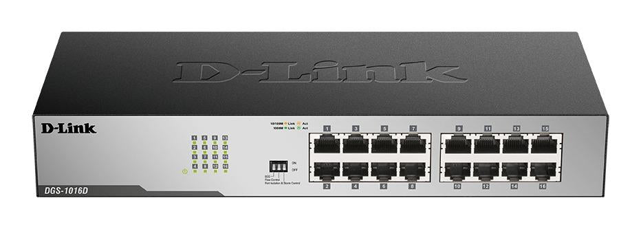 Switch D-Link DGS-1016D/E 16 port 10/100/1000 Desktop rack mount - Комутатор - Неуправляеми<<<Мрежи<<<Мрежи и умен