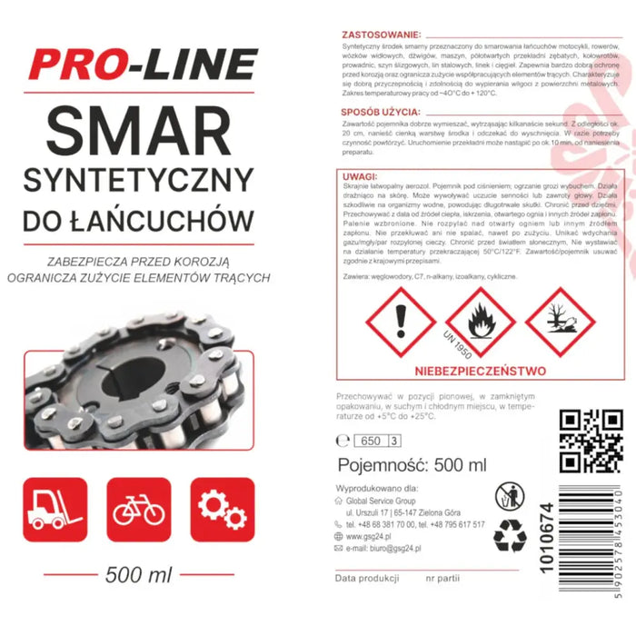 Synthetic chain lubricant PRO-LINE spray 500ml - Others<<<HurtelXML