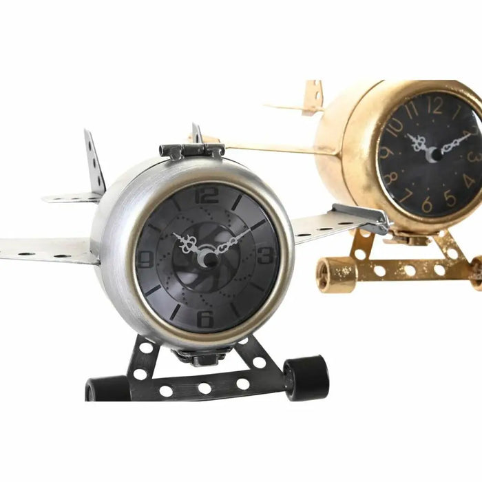 Table clock DKD Home Decor Golden Silver Aeroplane (2 Units) - Декорация и Осветление<<<Дом Градина<<<BigBuy&&&Стенни