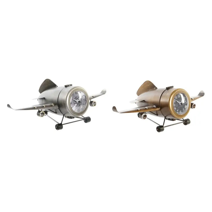 Table clock DKD Home Decor Golden Silver Aeroplane (2 Units) - Декорация и Осветление<<<Дом Градина<<<BigBuy&&&Стенни