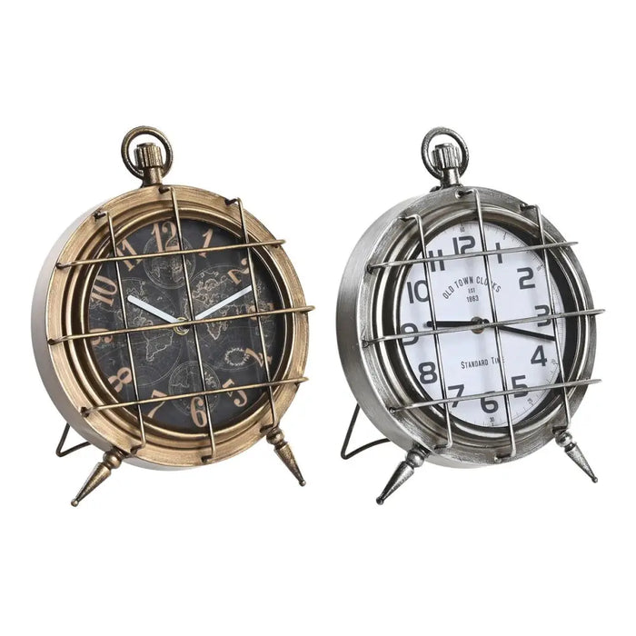Table clock DKD Home Decor White Black Golden Silver World Map (2 Units) - Декорация и Осветление<<<Дом