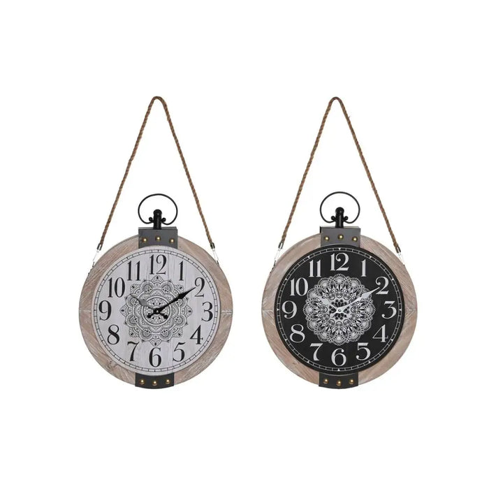 Table clock DKD Home Decor White Black Mandala (2 Units) - Декорация и Осветление<<<Дом Градина<<<BigBuy&&&Стенни