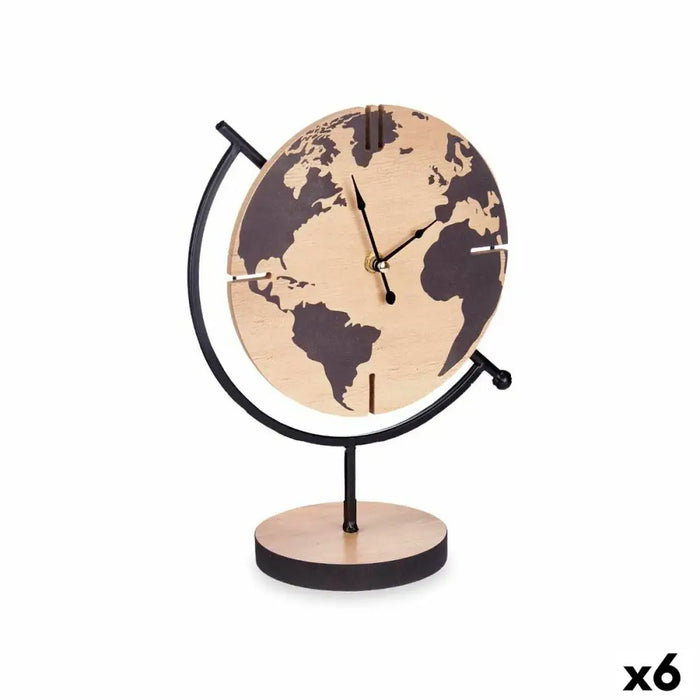 Table clock Gift Decor Black Wood World Map (6 Units) - Декорация и Осветление<<<Дом Градина<<<BigBuy&&&Стенни