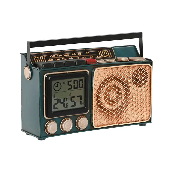 Table clock Home ESPRIT Golden Dark green Metal Radio 24 x 8 x 17 cm - Декорация и Осветление<<<Дом
