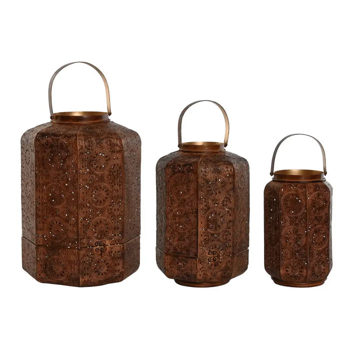 Table Mat Set Home ESPRIT Brown Golden Metal 26 x 26 x 38,5 cm - Декорация и Осветление<<<Дом Градина<<<BigBuy&&&Свещи
